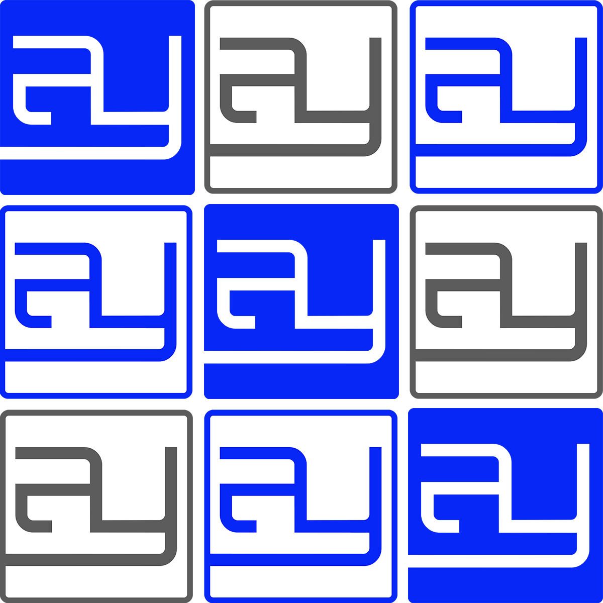 logos de ISOWAY agence photo, déclinés en images positives et négatives. Des bleus et des gris.